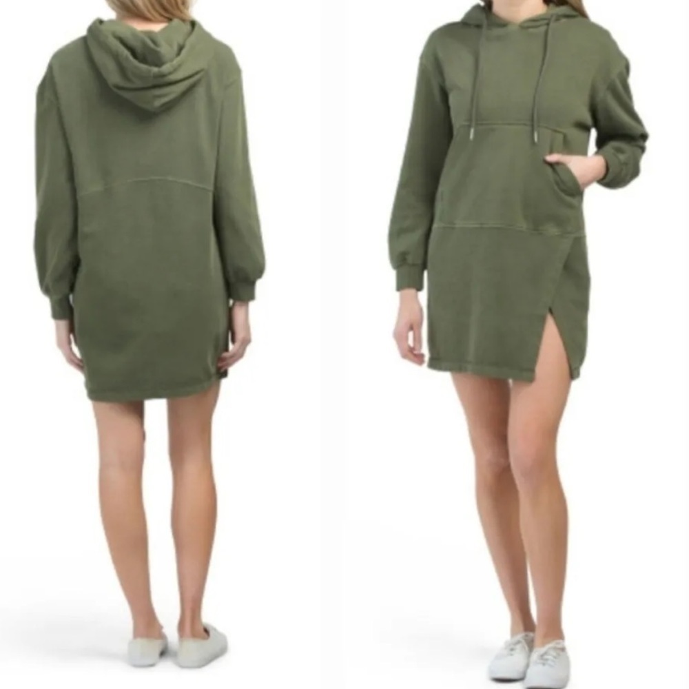 Seven for all mankind olive military green long sweatshirt hoodie Sz XS